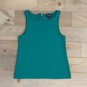 Teal Sleeveless Top with Exposed Back Zipper Size S